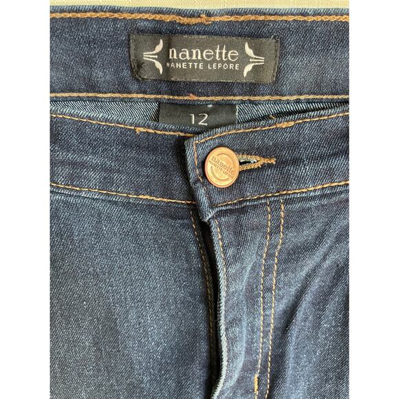 NANETTE LEPORE Belle High Rise Bootcut Denim Jeans Size 12‎ Dark Wash Stretch - Picture 3 of 13
